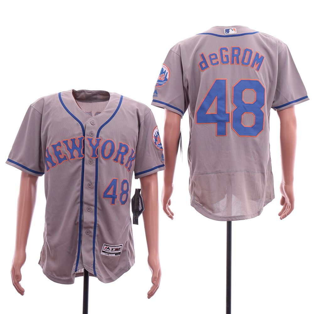 Men New York Mets #48 Degrom Grey MLB Jerseys->atlanta braves->MLB Jersey